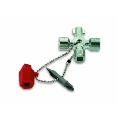Cimco Schaltschrankschlüssel Mini 112891 | Universal Vierkantschlüssel Metall | kompakt, 1/4" Bit-Adapter