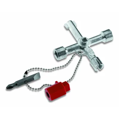 Cimco Schaltschrankschlüssel 112895 | universell | Zinkdruckguss | Adapter 1/4" | Vierkant/Doppelbart | Rot