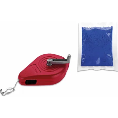 Cimco Schlagschnurroller 140320 | 15m Schnurlänge | Metallgehäuse | inkl. blaues Farbpulver | Push-System | Gürtelclip