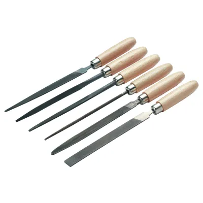 Cimco Schlüsseilfeilen-Set 206750 | 6-teilig | DIN 7283 A-F | Holzheft | 100 mm Länge | in Kunststofftasche