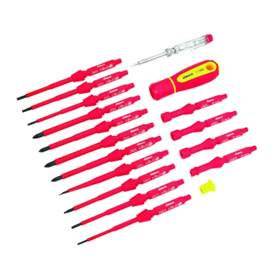 Cimco VDE-Schraubendreher-Wechselklingen-Set 117862 | 18-teilig | isoliert 1000V | Schlitz PH PZ Torx | Tasche