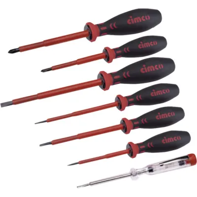 Cimco Schraubendreher-Satz VDE 7-tlg 117802 | Elektriker-Set 1000V isoliert | Schlitz & PZ | Chrom-Vanadium-Stahl