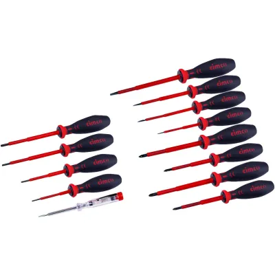 Cimco Schraubendreher-Set 117000 VDE 1000V | 13-tlg | Schlitz PH PZ TORX | Chrom-Vanadium | Elektriker