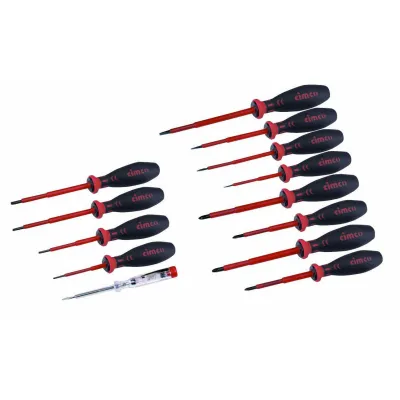 Cimco Schraubendreher-Set 117000 VDE 1000V | 13-tlg | Schlitz PH PZ TORX | Chrom-Vanadium | Elektriker