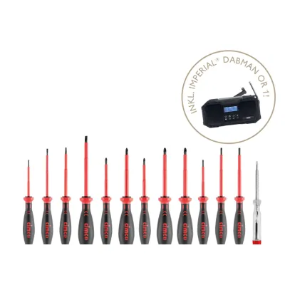 Cimco Schraubendreher-Set 116918 | 13-teilig | VDE isoliert | inkl. Outdoor Radio DAB+ Bluetooth | Powerbank