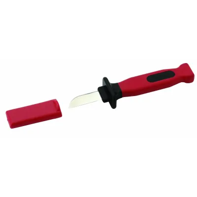 Cimco Sicherheits-Kabelmesser 121042 | Kabelmesser 1000V isoliert | Klingenlänge 50mm | rostfreier Stahl | Schutzkappe
