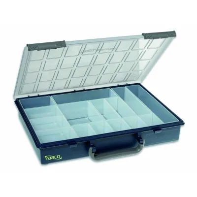 Raaco Sortimentskasten Assorter 55 4x8-15 | 136211 | Schraubenbox 15 Fächer | 340x260x57mm | Kunststoff | Dunkelblau