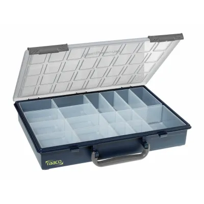 Raaco Sortimentskasten 136228 | Assorter 55 4x8-17 | 17 Fächer | Polypropylen | 338x261x57 mm | Dunkelblau