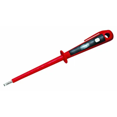 Cimco Spannungsprüfer Euro 111290 | Phasenprüfer 125-250V AC | Glimmlampe | Abgleitschutz | 190mm | Rot