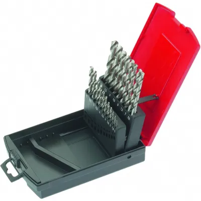 Cimco Spiralbohrer-Sortiment 201352 | HSS Bohrer-Set 19-teilig 1-10 mm | rollgewalzt | DIN 338 | Kunststoffbox | Metall