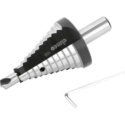 Cimco HSS Stufenbohrer 8-40,5mm | 12 Stufen | 12mm Schaft | wechselbare Spitze | für Metall, Kunststoff, Holz