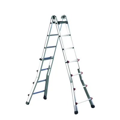 Cimco Mehrzweckleiter 146707 | Alu-Teleskopleiter 2x7 Stufen | 1,71–3,55 m höhenverstellbar | 150 kg | Sprossenleiter