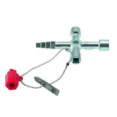 Cimco Profi-Key 112922 | Schaltschrankschlüssel Zinkdruckguss | 1/4" Bitadapter | Vierkant | Dreikant | Schlitz | PH