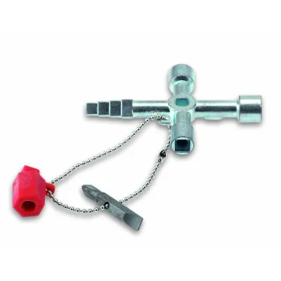 Cimco Profi-Key 112922 | Schaltschrankschlüssel Zinkdruckguss | 1/4" Bitadapter | Vierkant | Dreikant | Schlitz | PH