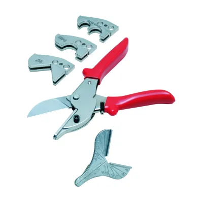 Cimco Vielzweckschere 120210 | Set mit 5 Einsätzen | Aufbewahrungsbox | Für Kunststoff, Gummi, Holz