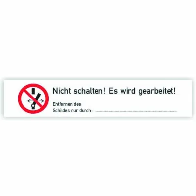 Cimco Warnaufkleber 182740 | Nicht schalten! Es wird gearbeitet! | selbstklebende Folie | 80x16 mm | 10 Stück