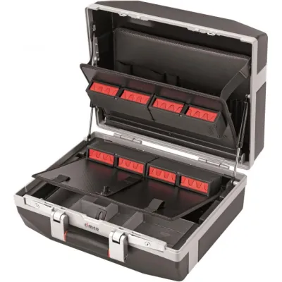 Cimco Werkzeugkoffer Diamant 35 17 8077 | Profi Werkzeugkoffer leer | ABS & Aluminium | 498x430x235 mm | 35 Fächer