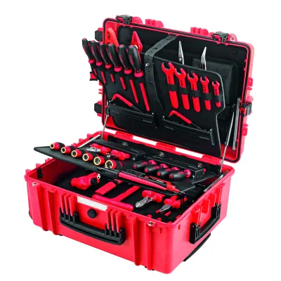 CIMCO Werkzeugkoffer Trolley 176894 | 40-tlg. Elektro Werkzeugset | 6 Zangen | 1.000V | mobil | rot