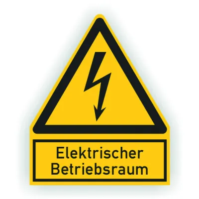 Cimco Warnschild 182736 | Elektrischer Betriebsraum | Kunststoff | 244x200 mm | Symbol nach DIN EN ISO 7010 | gelb