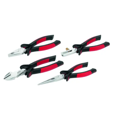 Cimco Zangenset 104020 | 1000V isoliert | 4-teilig | Seitenschneider, Kombizange, Telefonzange, Abisolierzange