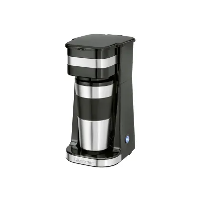 Clatronic Filterkaffeemaschine KA 3733 | 1-Tassen-Automat | Edelstahlbecher 400 ml | Permanentfilter | schwarz/edelstahl