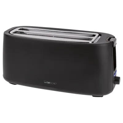 Clatronic Langschlitztoaster TA 3802 | 4 Scheiben | 1400 Watt | Auftaufunktion | Brötchenaufsatz | schwarz-matt