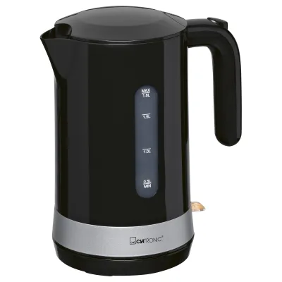Clatronic Wasserkocher WK 3840 | 1,8L | 2200W | schnurlos | 360°-Sockel | Einhandbedienung | Kalkfilter | schwarz