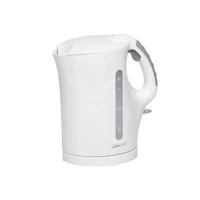 Clatronic Wasserkocher WK 3445 | 1,7L | 2200W | kabellos | Kalkfilter | Edelstahlheizelement | weiß/grau