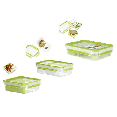 Emsa Joghurtbox Clip & Go 518103 | 0,6l | mit Knick-Ecke | 100% dicht | mikrowellengeeignet | BPA-frei | grün