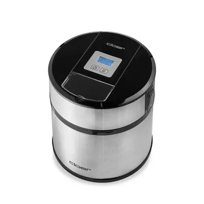 Cloer Eismaschine 9959 | 1,5l Eisbereiter für Eiscreme, Frozen Joghurt & Sorbet | LED-Anzeige | silber