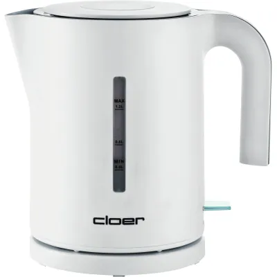 Cloer Wasserkocher 4121 | 1,2L | 2200W | kabellos | Kalkfilter | Überhitzungsschutz | Kunststoff | weiß