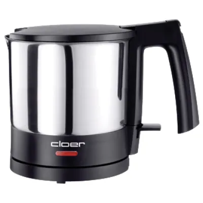 Cloer Wasserkocher 4720 | 1,0 Liter | 1800 Watt | Edelstahl mattiert | kabellos | Kalkfilter | Sicherheit | schwarz