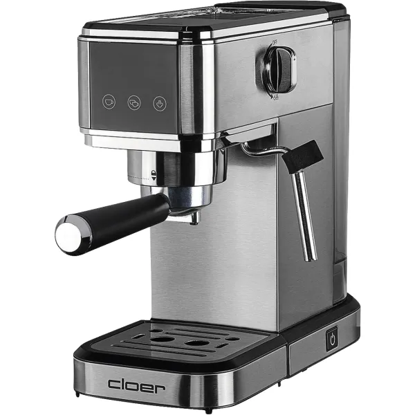 Cloer Espressomaschine 5829 | Siebträgermaschine | 20 Bar | Thermoblock | Milchaufschäumer | Edelstahl | Schwarz