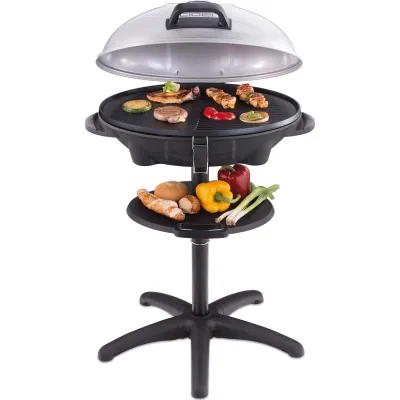 Cloer Barbecue-Elektrogrill 6789 | Standgrill Kugelgrill | 2400W | Antihaft | Temperaturregler | Schwarz/Silber