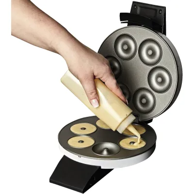 CLOER Donut Maker 6121 | Mini-Donutautomat 6 Stück 5 cm Ø | 520 W | Antihaft | leicht zu reinigen | platzsparend | Weiß
