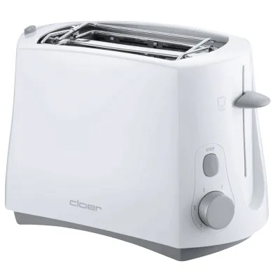 Cloer Toaster 331 | 2-Scheiben | Cool-Wall | 825 Watt | Brötchenaufsatz | Krümelschublade | Weiß