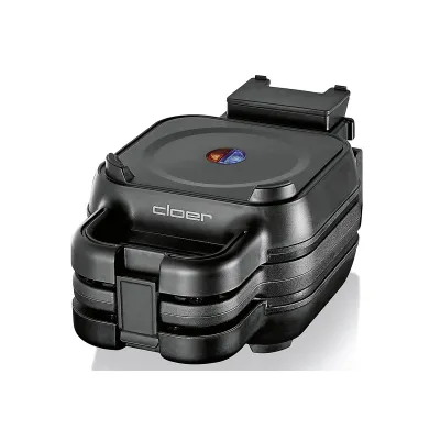 Cloer Waffelkucheneisen 6150 | Waffelautomat für gefüllte Waffeln | 11,5 cm Ø | höhenverstellbar | Antihaft | 800W