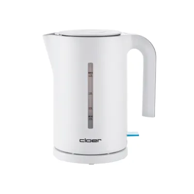 Cloer Wasserkocher 4111 | 1,7 Liter | 2200 Watt | kabellos | Kalkfilter | Überhitzungs- & Trockengehschutz | weiß