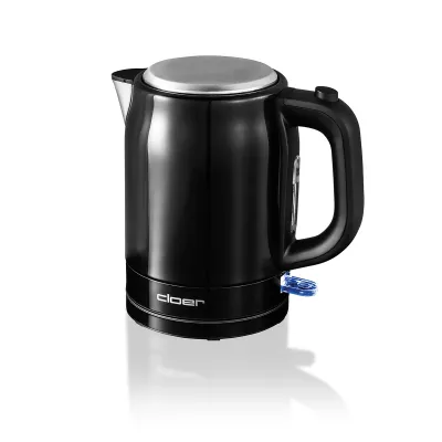 Cloer Wasserkocher 4510 | 1 Liter Edelstahl | 2200 Watt | Kabellos | Kalkfilter | Sicherheitsdeckel | Schwarz