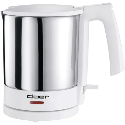 Cloer Wasserkocher 4701 | 1,5L | Edelstahl/Weiß | 2000W | schnurlos | Kalkfilter | 360° Sockel | Überhitzungsschutz