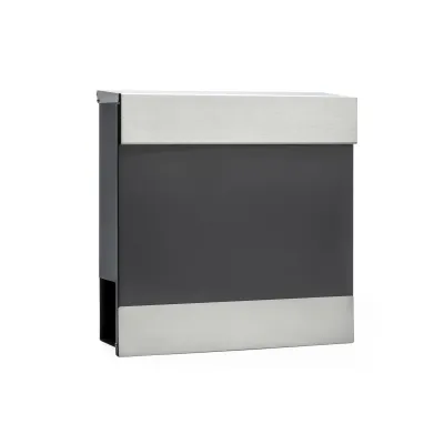 CMD Briefkasten 9047 | Edelstahl & Stahl | Aufputz | mit Zeitungsfach | Softclose | Anthrazit | 310x400x140 mm