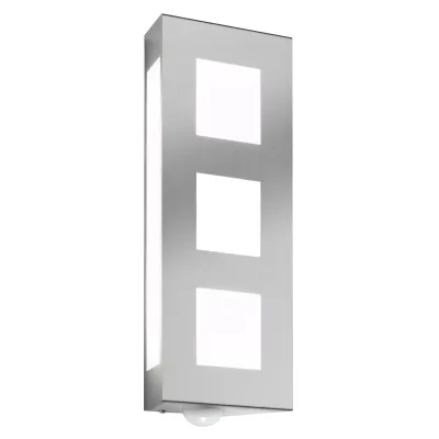 CMD Wandaußenleuchte 26/BM Aqua Trilo | Außenleuchte mit Bewegungsmelder | E27 | 2x60W | Edelstahl | Opalglas | IP44