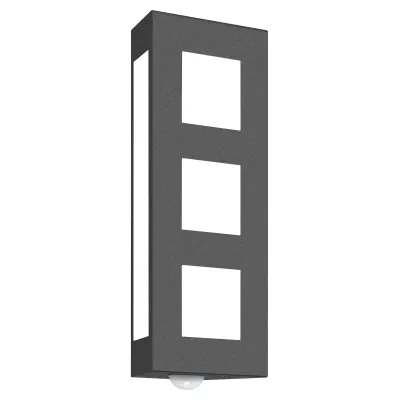 CMD Wandaußenleuchte 22/BM | E27 | Edelstahl anthrazit | Opalglas | IR-Bewegungsmelder | IP44 | 400x160x90mm