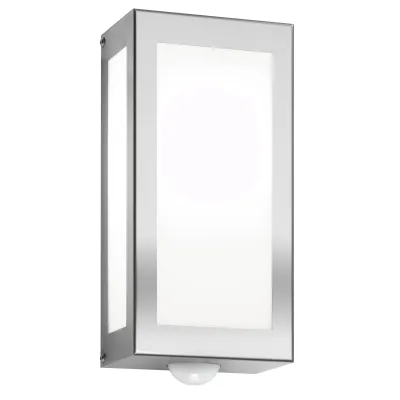 CMD Wandaußenleuchte 34/BM | Bewegungsmelder IR | Edelstahl | Opalglas | E27 Fassung | IP44 | 280x140x90 mm | silber
