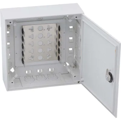 CobiNet Kunststoffverteiler BOX II 102318 | Aufputz Verteilerkasten 50 DA | Schloss | LSA | IP30 | lichtgrau