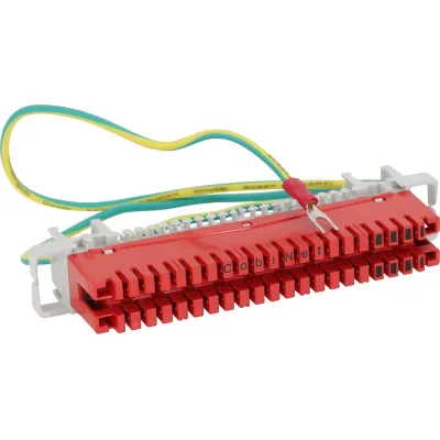 CobiNet LSA-Erddrahtleiste 2/34 | Modell 1030 026 | 34-polig | für Profil-Rundstangen & Montagewanne | Metall | rot
