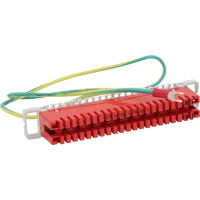CobiNet LSA-Erddrahtleiste 2/38 | 1020 056 | Erdungsleiste für Montagewanne/-kanal | 38-polig | LSA-Plus | rot