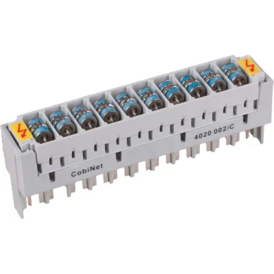 CobiNet LSA-ÜsAg-Magazin 2/10 4020 002/C 8x10 bestückt mit 10 3-Pol-Ableitern 8x