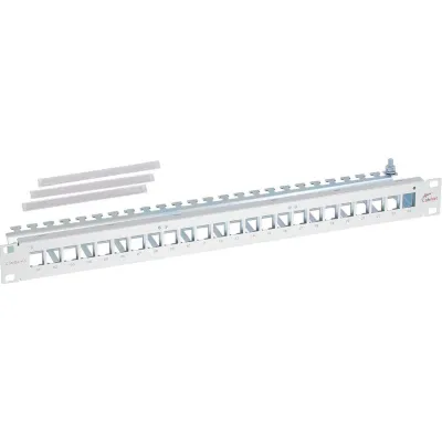 CobiNet Patchpanel 6921 9100.1 | 19 Zoll Verteilerfeld Keystone | 24x RJ45 Ports | 1HE | geschirmt | RAL7035 grau