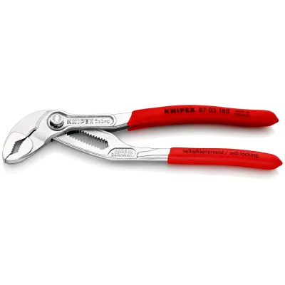KNIPEX Wasserpumpenzange 87 03 180 Cobra | 180mm | Feinverstellung | Durchsteckgelenk | Ø 42mm | kunststoffbeschichtet